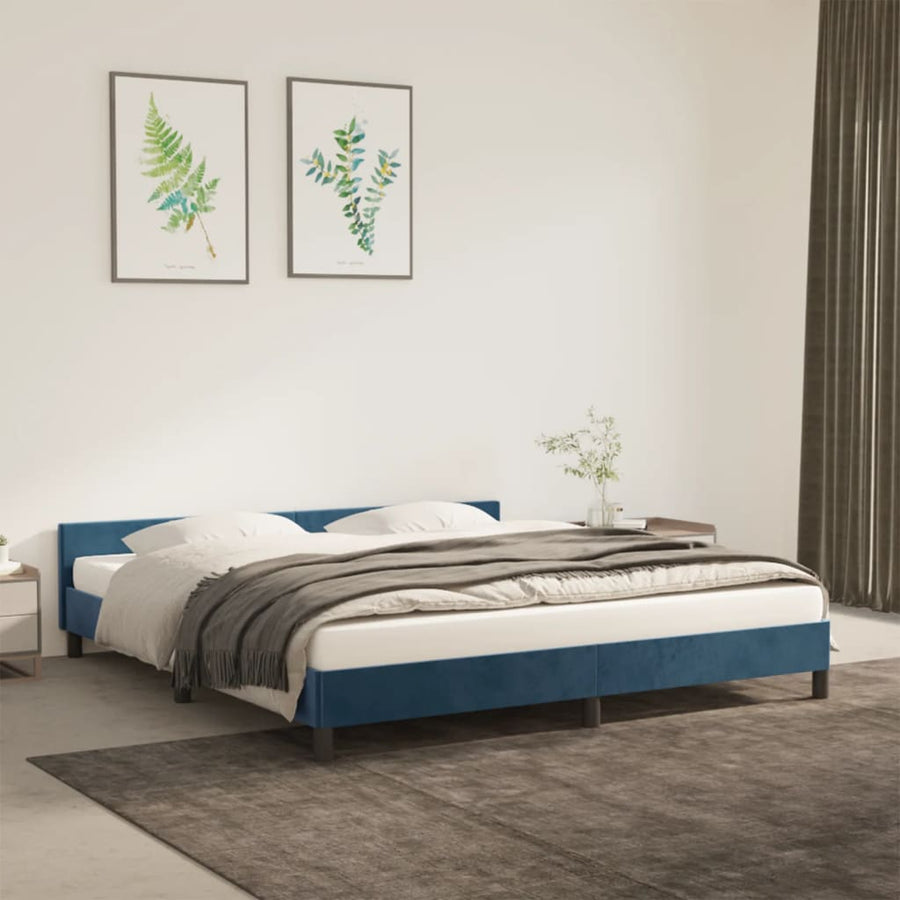 Bedframe Met Hoofdeinde Fluweel Donkerblauw 180X200 Cm