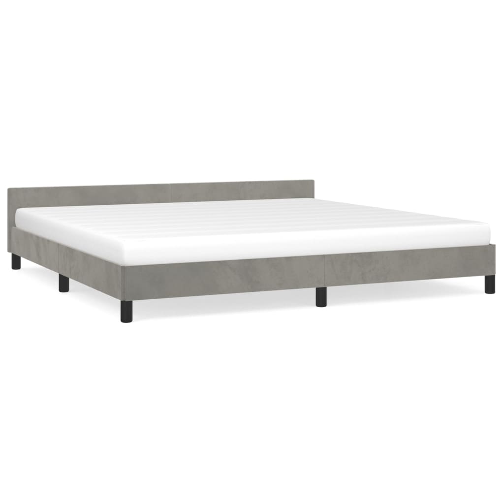 Bedframe Met Hoofdeinde Fluweel Lichtgrijs 200X200 Cm