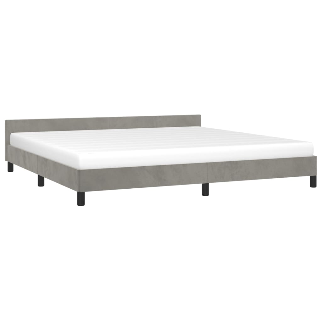 Bedframe Met Hoofdeinde Fluweel Lichtgrijs 200X200 Cm