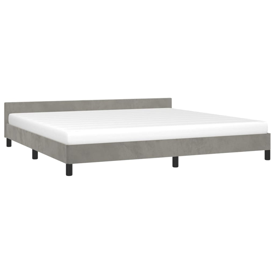 Bedframe Met Hoofdeinde Fluweel Lichtgrijs 200X200 Cm