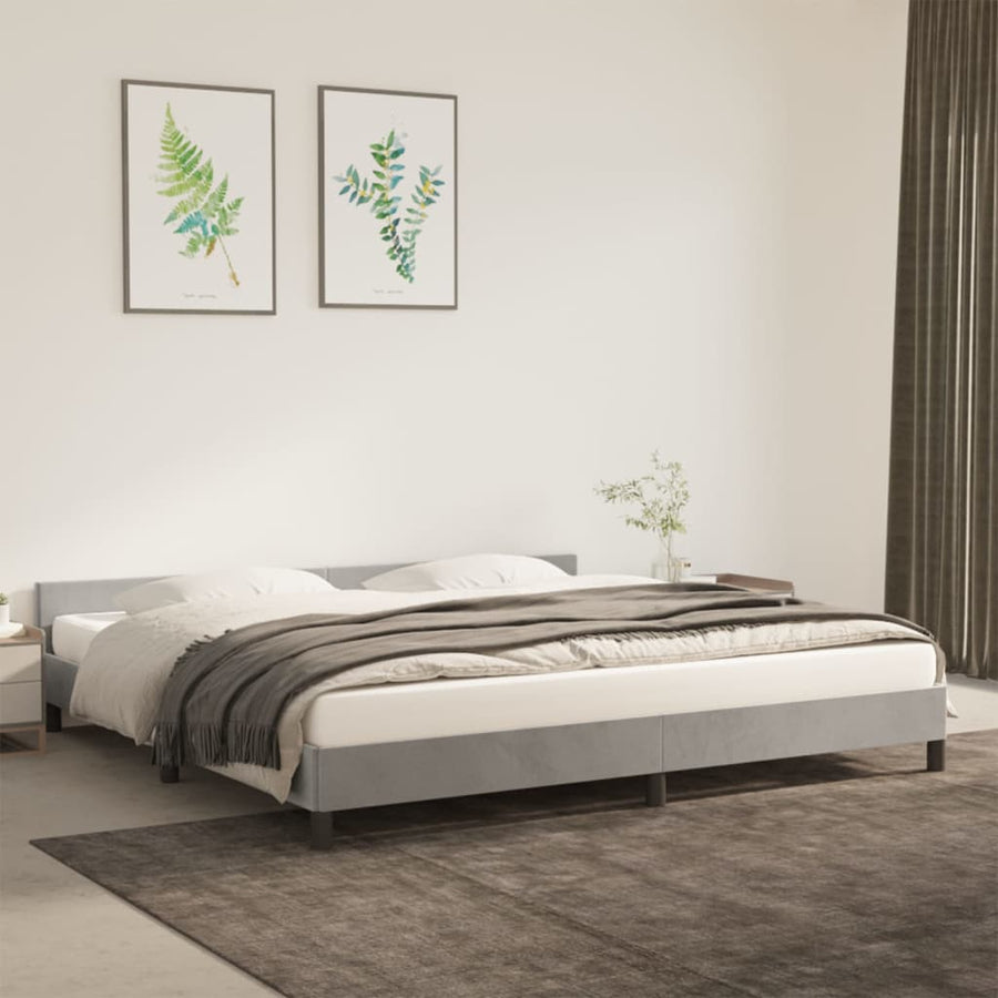 Bedframe Met Hoofdeinde Fluweel Lichtgrijs 200X200 Cm
