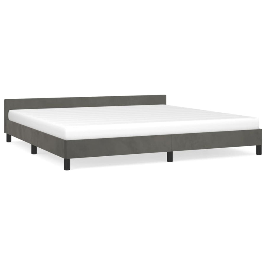 Bedframe Met Hoofdeinde Fluweel Donkergrijs 200X200 Cm