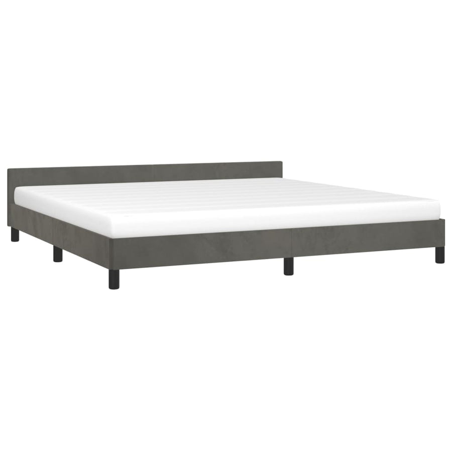 Bedframe Met Hoofdeinde Fluweel Donkergrijs 200X200 Cm