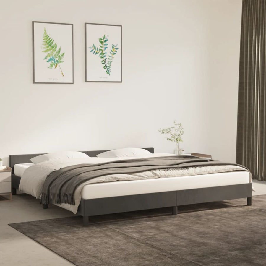 Bedframe Met Hoofdeinde Fluweel Donkergrijs 200X200 Cm