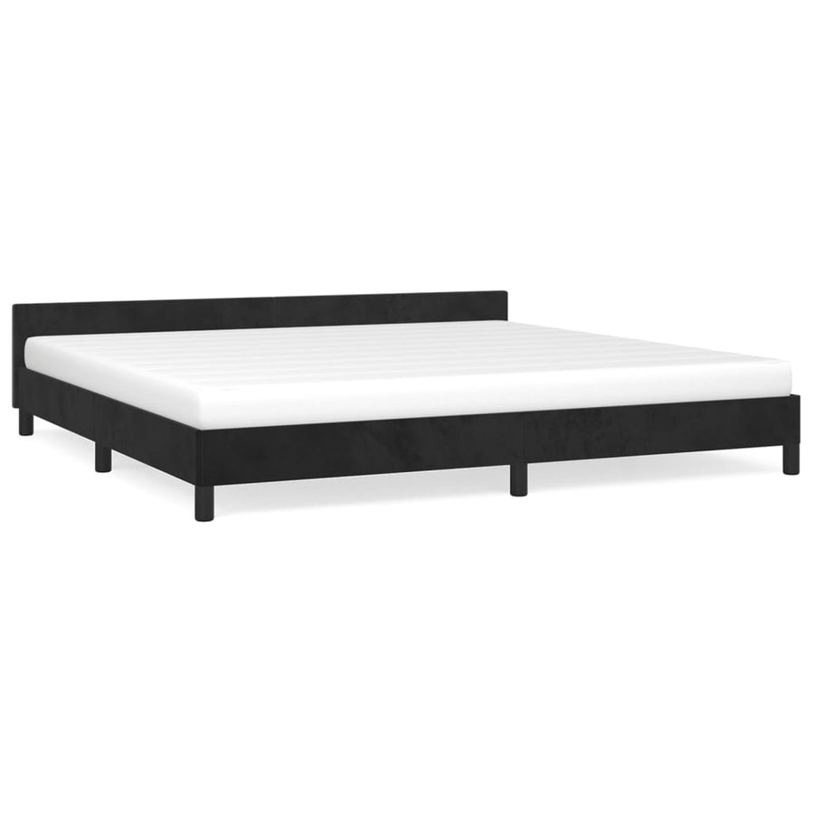 Bedframe Met Hoofdeinde Fluweel Zwart 200X200 Cm