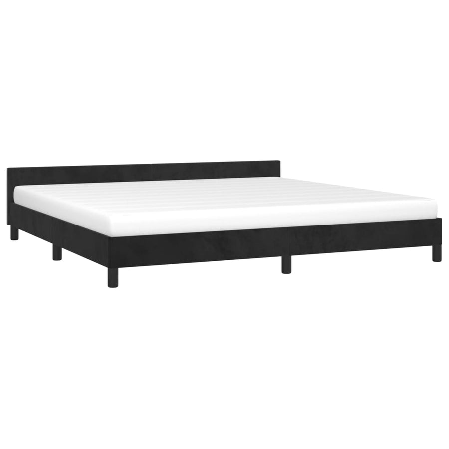Bedframe Met Hoofdeinde Fluweel Zwart 200X200 Cm