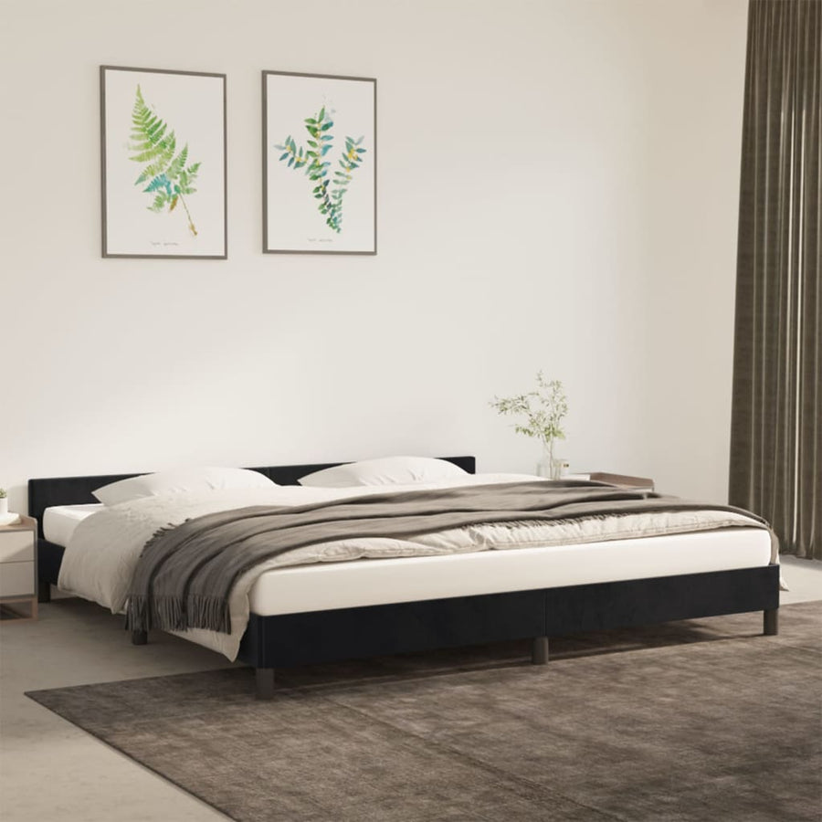 Bedframe Met Hoofdeinde Fluweel Zwart 200X200 Cm