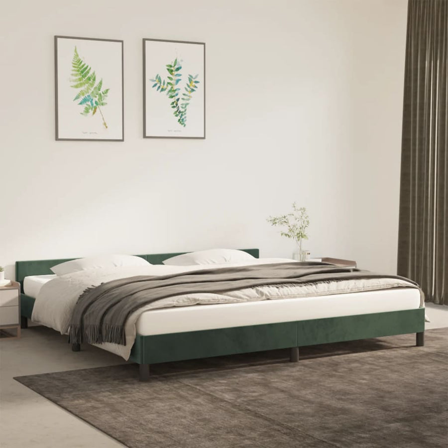 Bedframe Met Hoofdeinde Fluweel Donkergroen 200X200 Cm