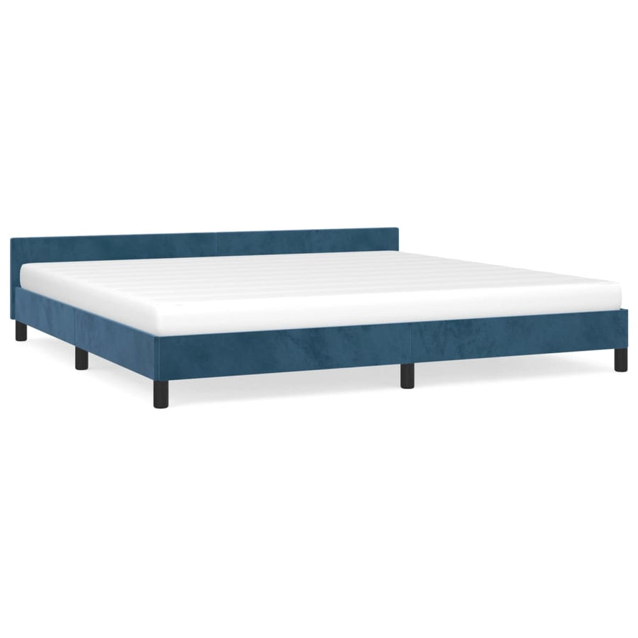 Bedframe Met Hoofdeinde Fluweel Donkerblauw 200X200 Cm