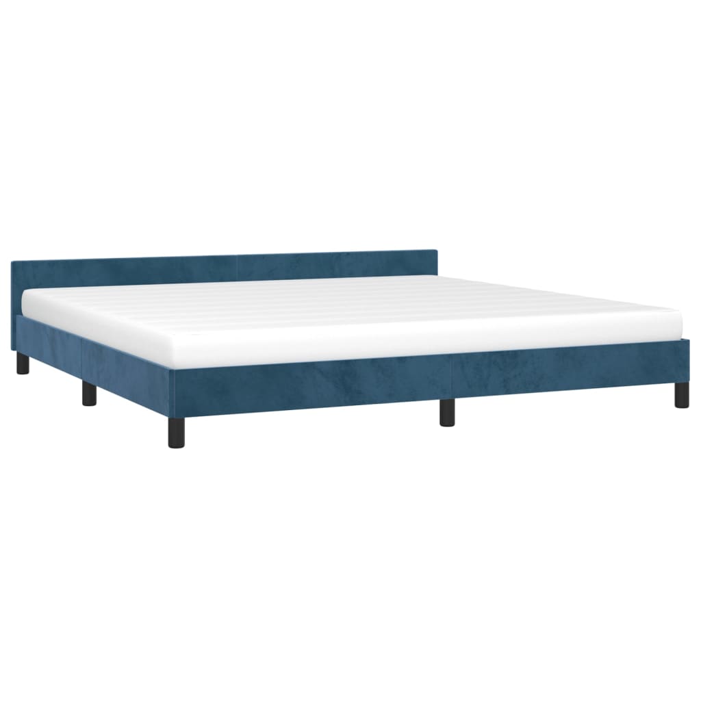 Bedframe Met Hoofdeinde Fluweel Donkerblauw 200X200 Cm
