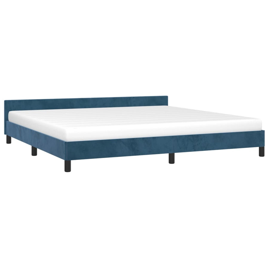 Bedframe Met Hoofdeinde Fluweel Donkerblauw 200X200 Cm