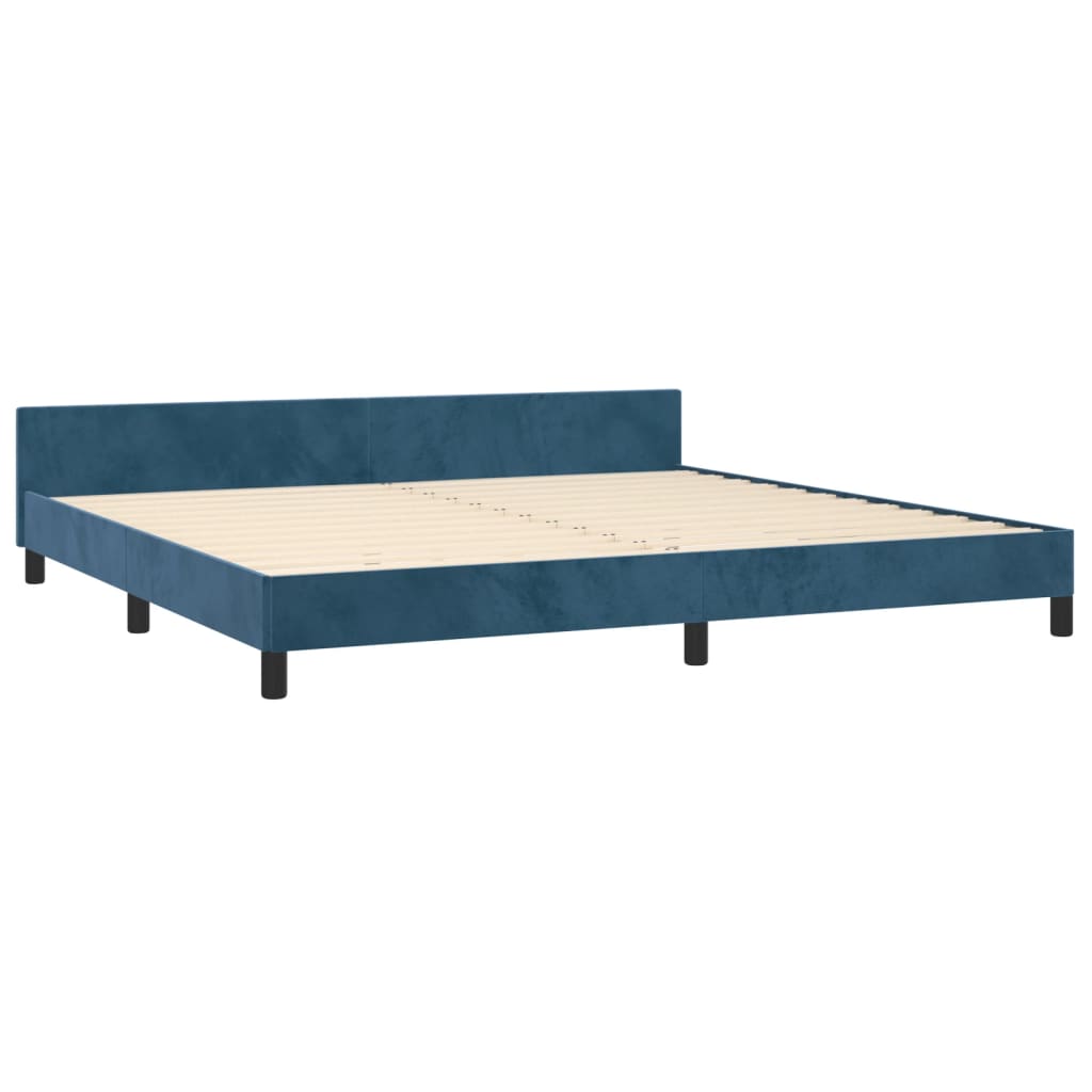 Bedframe Met Hoofdeinde Fluweel Donkerblauw 200X200 Cm