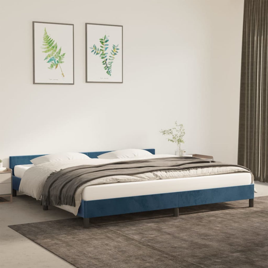 Bedframe Met Hoofdeinde Fluweel Donkerblauw 200X200 Cm