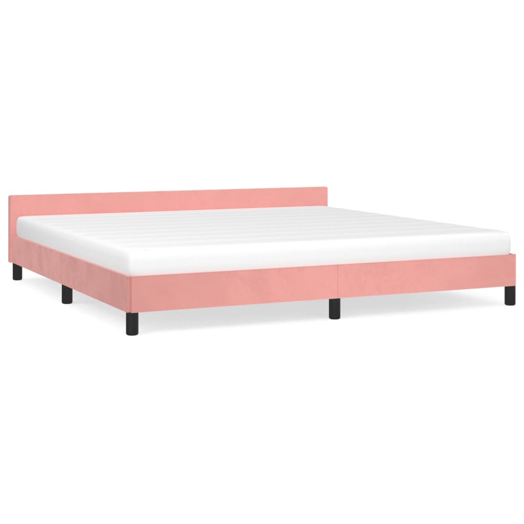 Bedframe Met Hoofdeinde Fluweel Roze 200X200 Cm