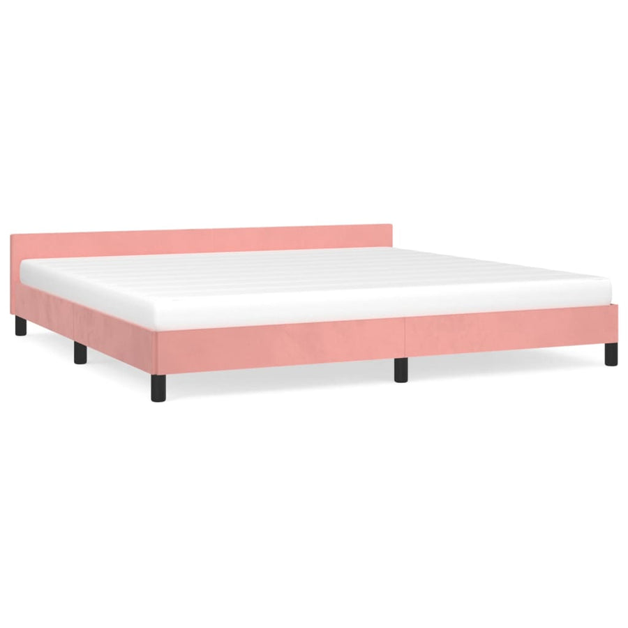 Bedframe Met Hoofdeinde Fluweel Roze 200X200 Cm