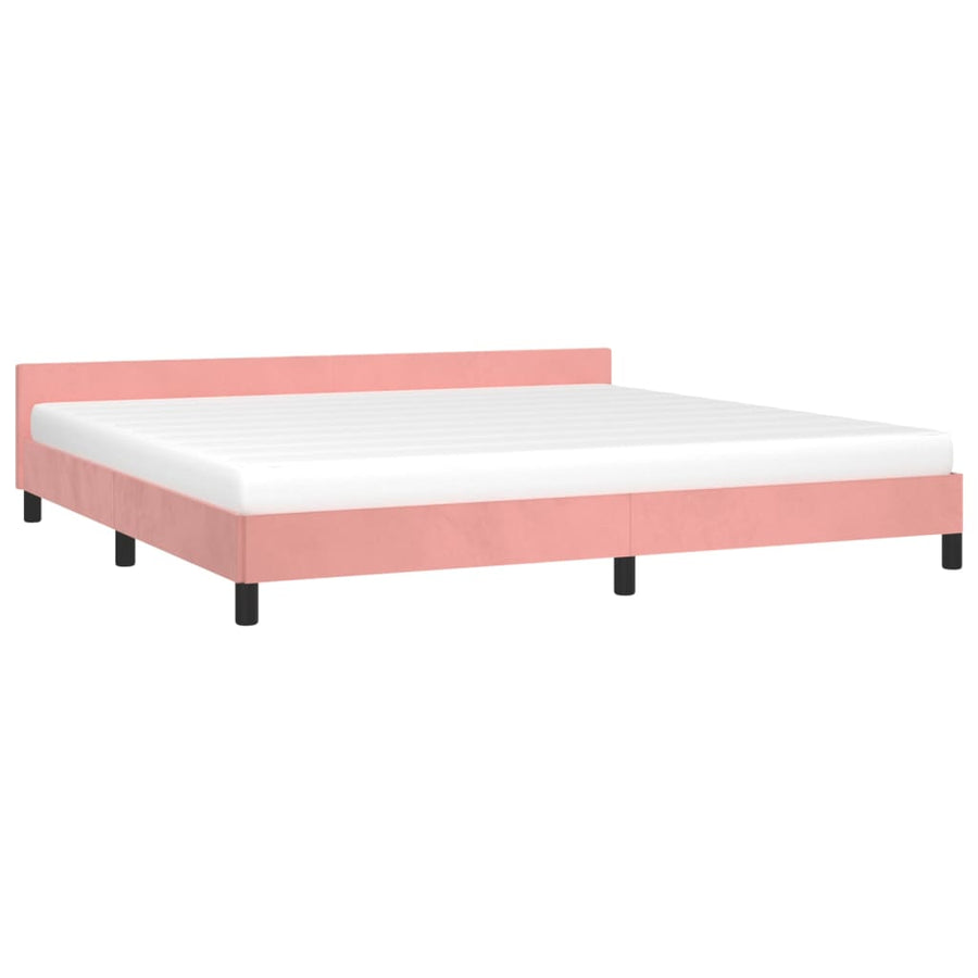 Bedframe Met Hoofdeinde Fluweel Roze 200X200 Cm