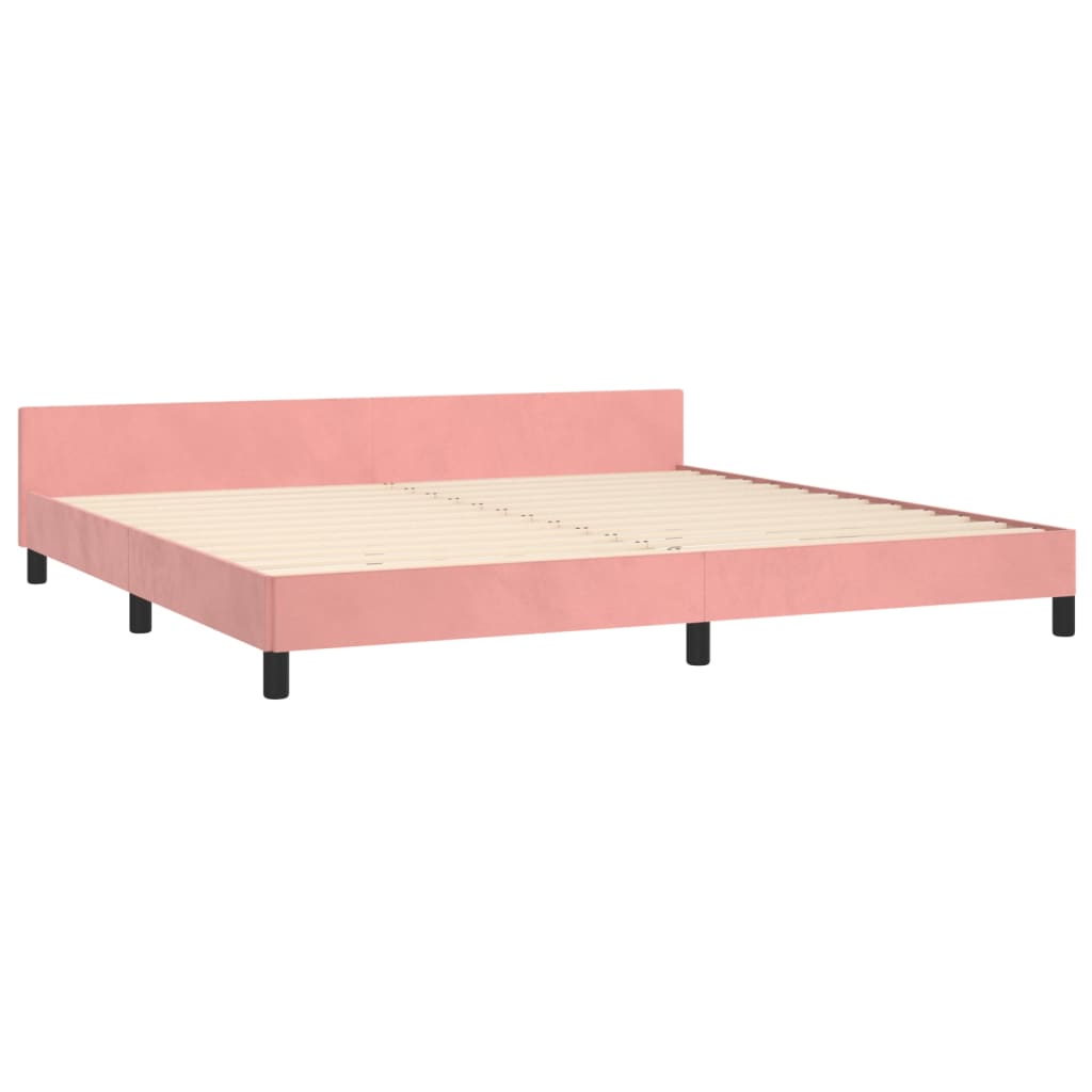 Bedframe Met Hoofdeinde Fluweel Roze 200X200 Cm