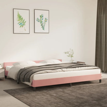 Bedframe Met Hoofdeinde Fluweel Roze 200X200 Cm