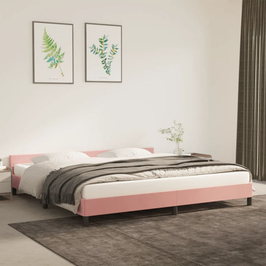 Bedframe Met Hoofdeinde Fluweel Roze 200X200 Cm