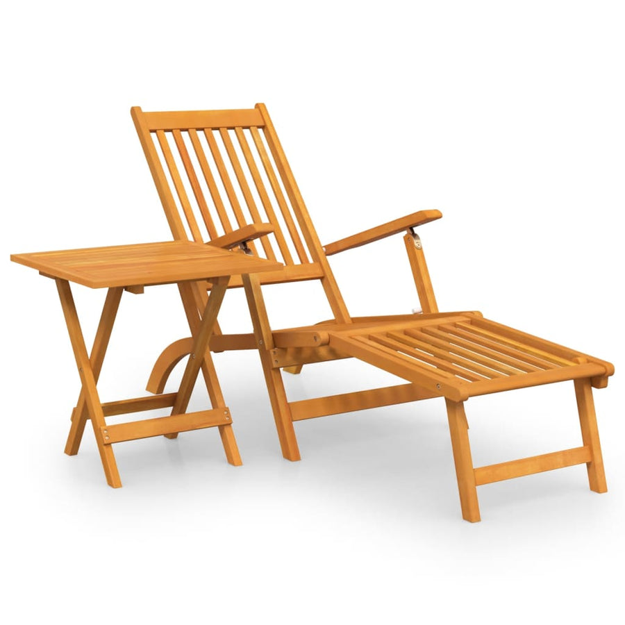 Terrasstoel Met Voetensteun En Tafel Massief Acaciahout Fauteuil + tafel