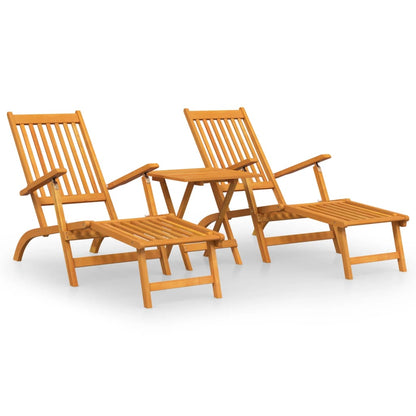 Terrasstoelen Met Voetensteun En Tafel Massief Acaciahout 2x Fauteuil + Tafel