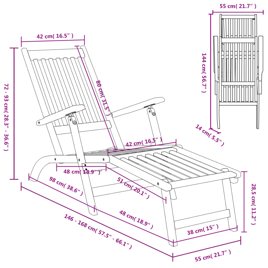 Terrasstoelen Met Voetensteun En Tafel Massief Acaciahout 2x Fauteuil + Tafel
