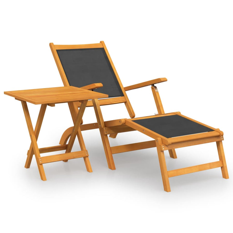 Terrasstoel Met Tafel Massief Acaciahout En Textileen Fauteuil + tafel