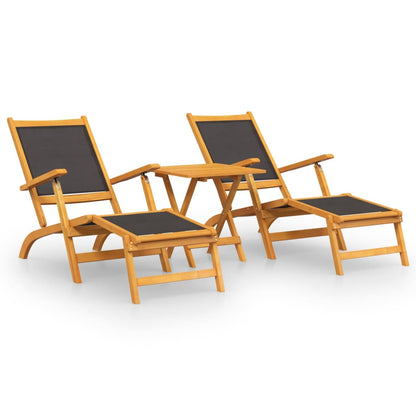 Terrasstoelen Met Tafel Massief Acaciahout En Textileen 2x Fauteuil + Tafel