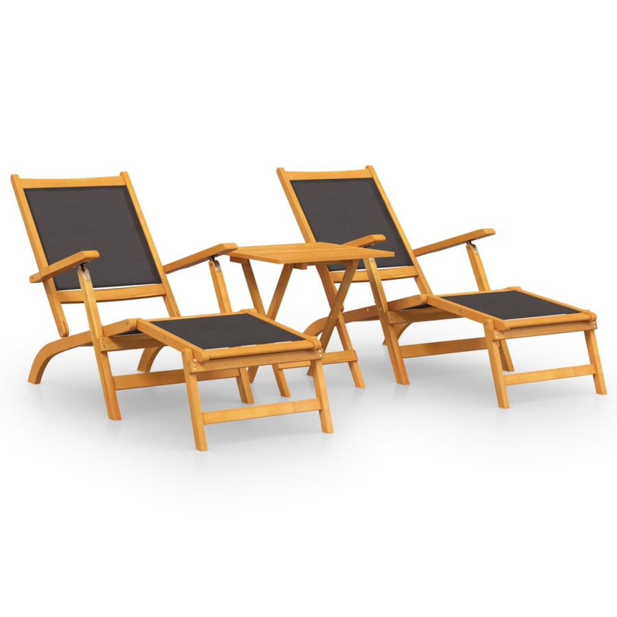 Terrasstoelen Met Tafel Massief Acaciahout En Textileen 2x Fauteuil + Tafel