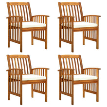 Tuinstoelen 4 stuks met kussens, massief acaciahout