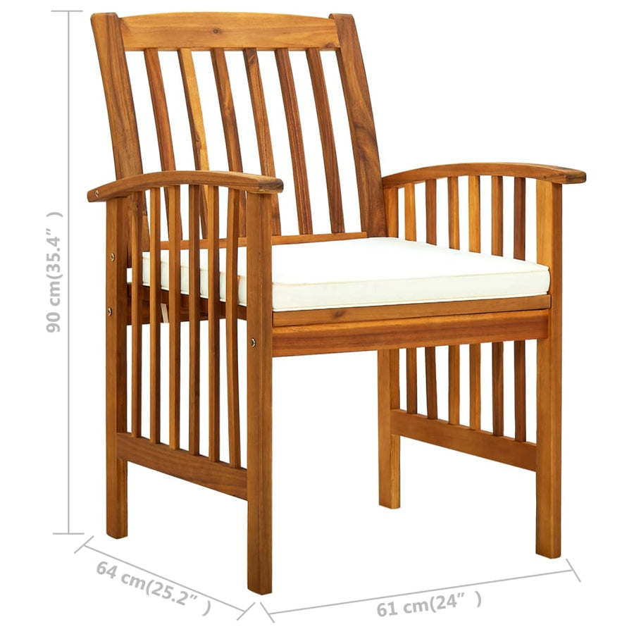 Tuinstoelen 4 stuks met kussens, massief acaciahout