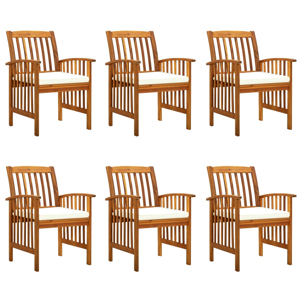 Tuinstoelen 6 stuks met kussens, massief acaciahout