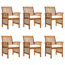 Tuinstoelen 6 stuks met kussens, massief acaciahout