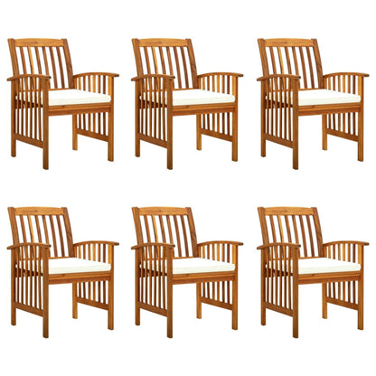 Tuinstoelen 6 stuks met kussens, massief acaciahout
