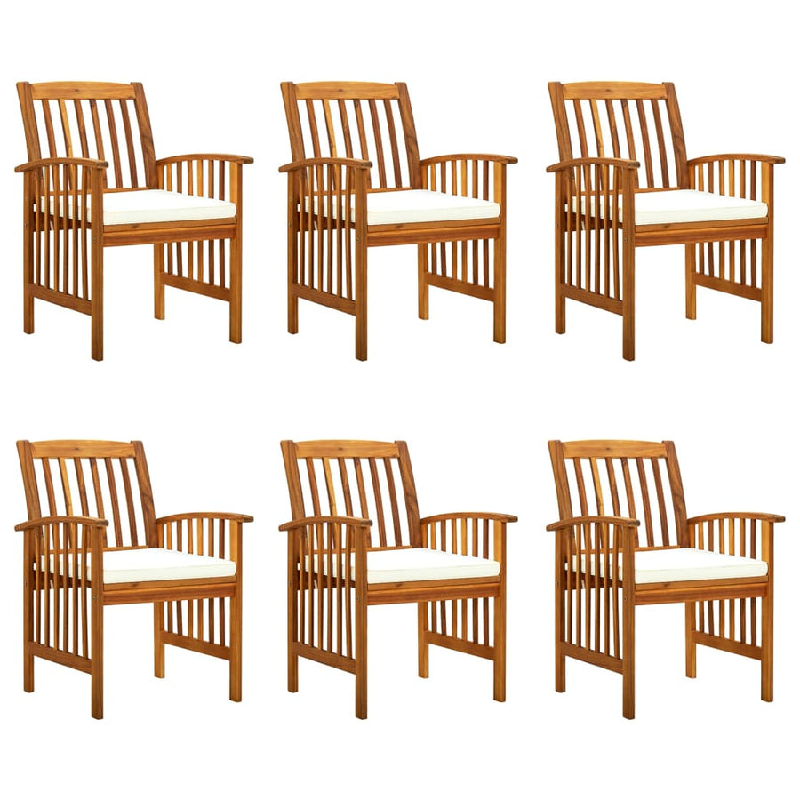 Tuinstoelen 6 stuks met kussens, massief acaciahout