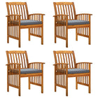 Garden chairs 4 pcs with cushions, solid acacia wood