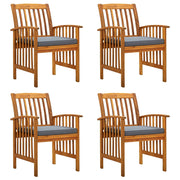 Tuinstoelen 4 stuks massief acaciahout met kussens