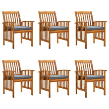 Tuinstoelen 6 stuks met kussens, massief acaciahout