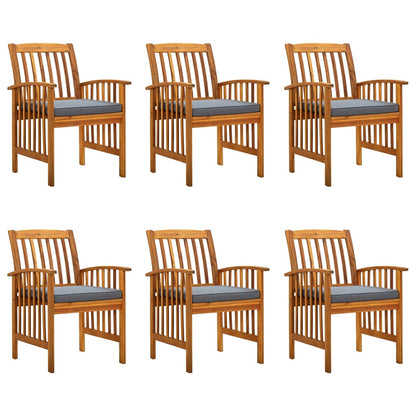 Tuinstoelen 6 stuks met kussens, massief acaciahout