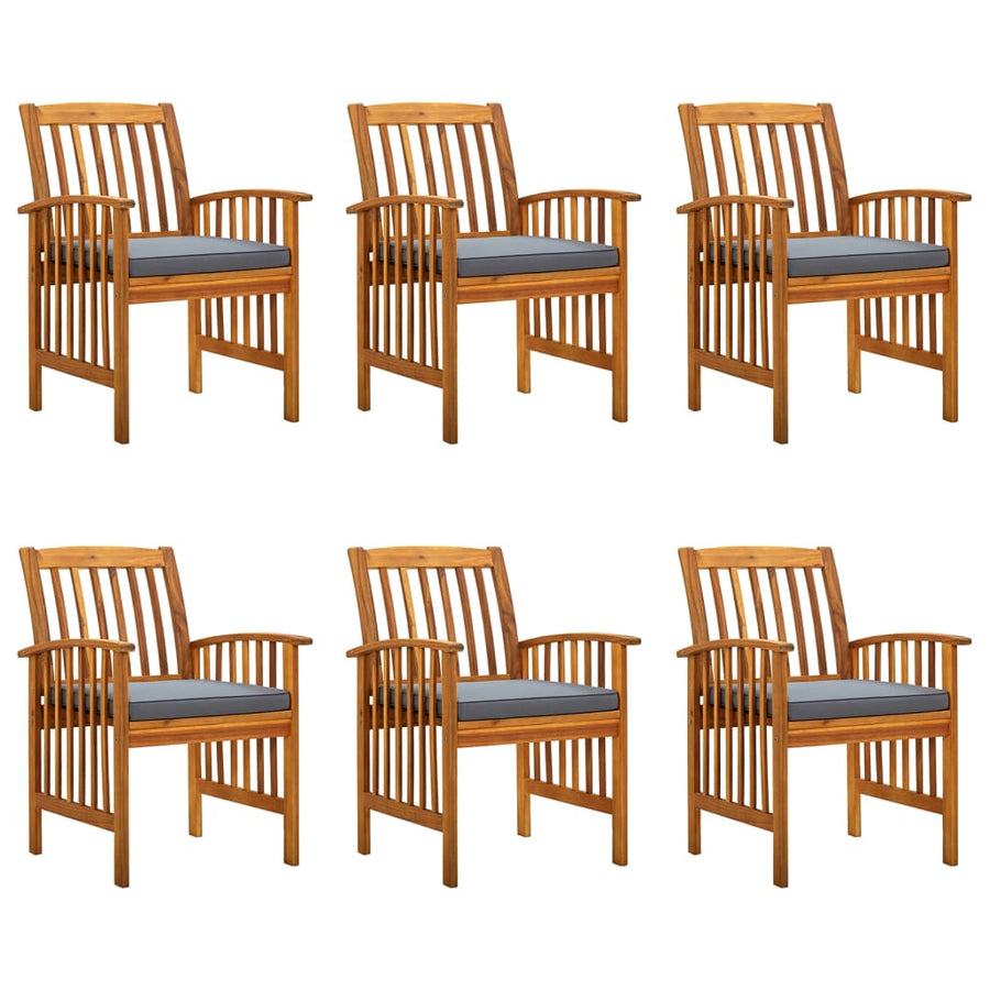 Tuinstoelen 6 stuks met kussens, massief acaciahout