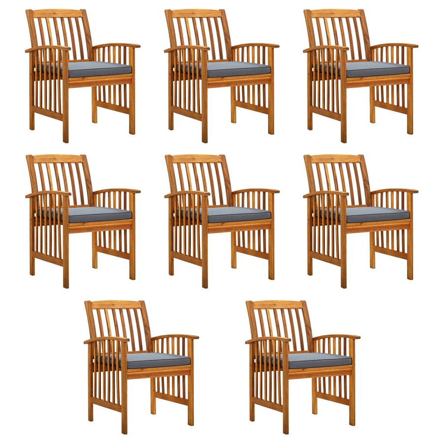 Tuinstoelen 8 stuks met kussens, massief acaciahout