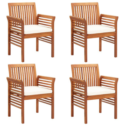 Tuinstoelen 4 st met kussens massief acaciahout