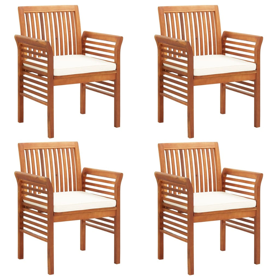 Tuinstoelen 4 st met kussens massief acaciahout
