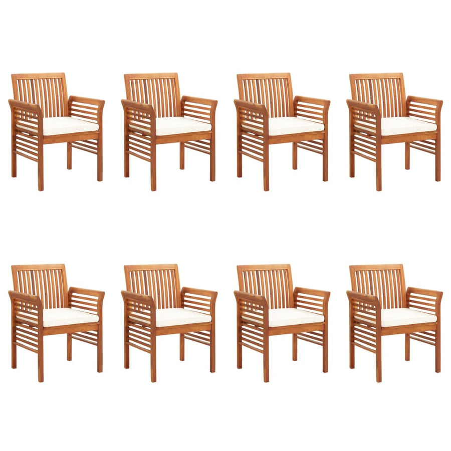 Tuinstoelen 8 st met kussens massief acaciahout