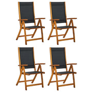 Tuinstoelen inklapbaar 4 st massief acaciahout textileen