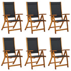 Tuinstoelen inklapbaar 6 st massief acaciahout zwart