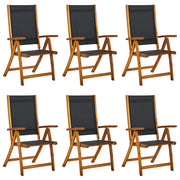 Folding Garden Chairs 6 pcs Solid Acacia Wood and Textilene