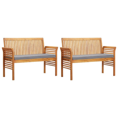 5-Delige Tuinset Met Kussens Massief Acaciahout Donkergrijs 2x Bank + 2x Fauteuil + Tafel