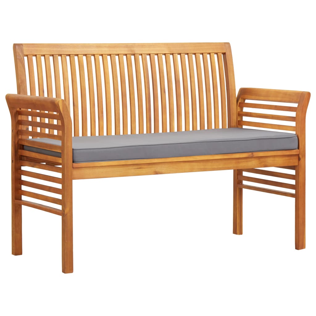 5-Delige Tuinset Met Kussens Massief Acaciahout Donkergrijs 2x Bank + 2x Fauteuil + Tafel