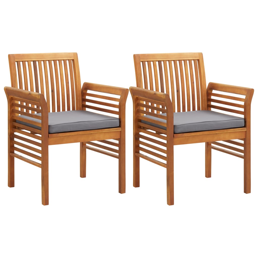 5-Delige Tuinset Met Kussens Massief Acaciahout Donkergrijs 2x Bank + 2x Fauteuil + Tafel